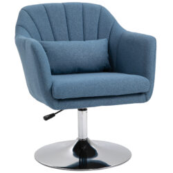 HOMCOM Swivel Accent Chair Contemporary Vanity Armchair with Adjustable Height Thick Cushion Lumbar Support Armrest for Bedroom Office Aosom UK