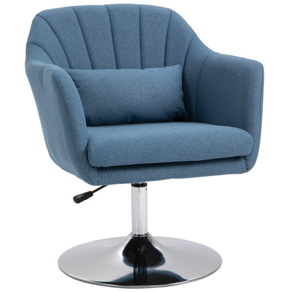 HOMCOM Swivel Accent Chair Contemporary Vanity Armchair with Adjustable Height Thick Cushion Lumbar Support Armrest for Bedroom Office Aosom UK