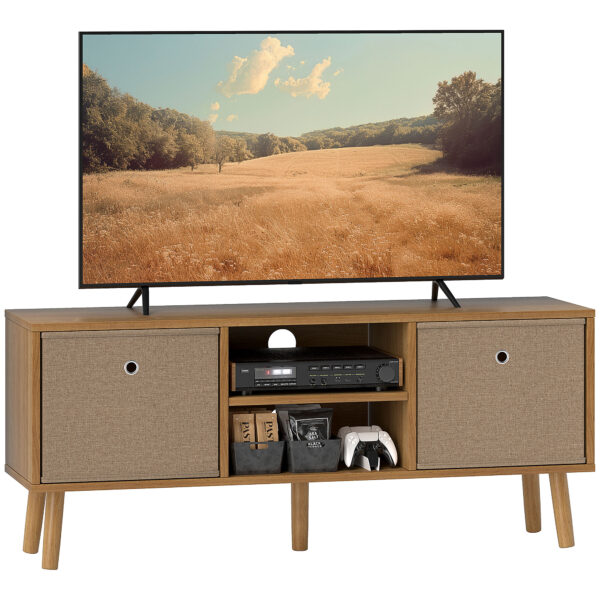 HOMCOM TV Cabinet Stand Unit for TVs up to 50'' with Foldable Drawers, Entertainment Centre for Living Room Brown Aosom UK