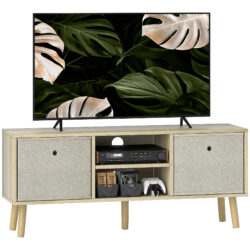 HOMCOM TV Cabinet Stand Unit for TVs up to 50'' with Foldable Drawers, Entertainment Centre for Living Room Natural Aosom UK