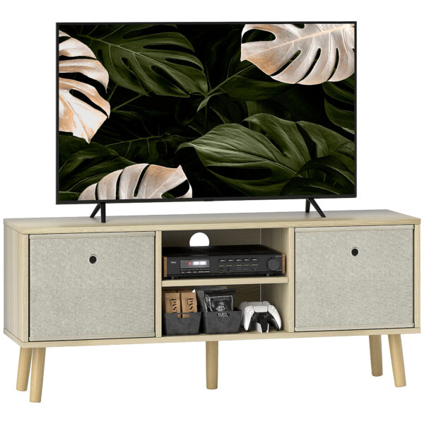 HOMCOM TV Cabinet Stand Unit for TVs up to 50'' with Foldable Drawers, Entertainment Centre for Living Room Natural Aosom UK