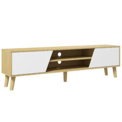 HOMCOM TV Stand Cabinet, TV Unit for TVs up to 65", TV Cabinet with Storage Shelves and Soft Closing Door Cupboard, Oak and White Aosom UK