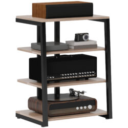 HOMCOM TV Stand Cabinet for 28 Inch TVs, Corner TV Unit with Open Adjustable Shelves & Extension Lead Holder, Living Room Aosom UK