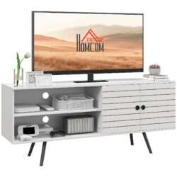HOMCOM TV Stand Cabinet for 65 Inch TVs, TV Unit with Open Shelves, Soft-close Door & Cable Holes, Entertainment for Living Room, White Aosom UK