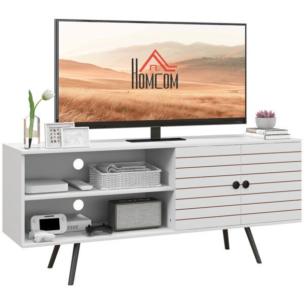 HOMCOM TV Stand Cabinet for 65 Inch TVs, TV Unit with Open Shelves, Soft-close Door & Cable Holes, Entertainment for Living Room, White Aosom UK