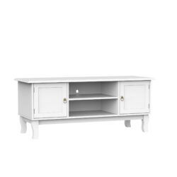 HOMCOM TV Stand Unit Corner Table, MDF-Ivory White Aosom UK