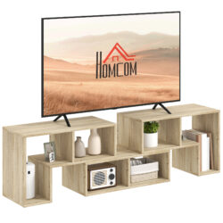 HOMCOM TV Stand for TVs up to 75 Inches, Free Combination TV Unit with Storage Shelves, Extendable Entertainment Centre for Living Room, Grey Oak