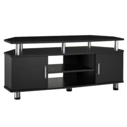 HOMCOM TV Unit Cabinet for TVs up to 55 Inch, Entertainment Center with 2 Storage Shelves and Cupboards, for Living Room, Black Aosom UK