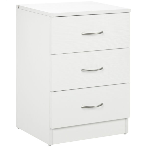 HOMCOM Three-Drawer Simple Bedside Table - White Aosom UK