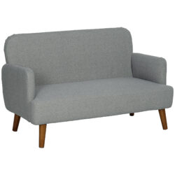 HOMCOM Velvet Feel Fabric 2 Seater Sofa, Small Sofa Loveseat with 21cm Thick Padding and Wood Legs, Grey Aosom UK