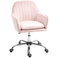 HOMCOM Velvet-Feel Tub Office Chair, with Seat Cushion - Pink Aosom UK
