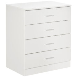 HOMCOM Vertical Storage Cabinet, 4-Drawer Chest with Metal Rails, Anti-Tip, for Playroom, Nursery, Hallway Aosom UK