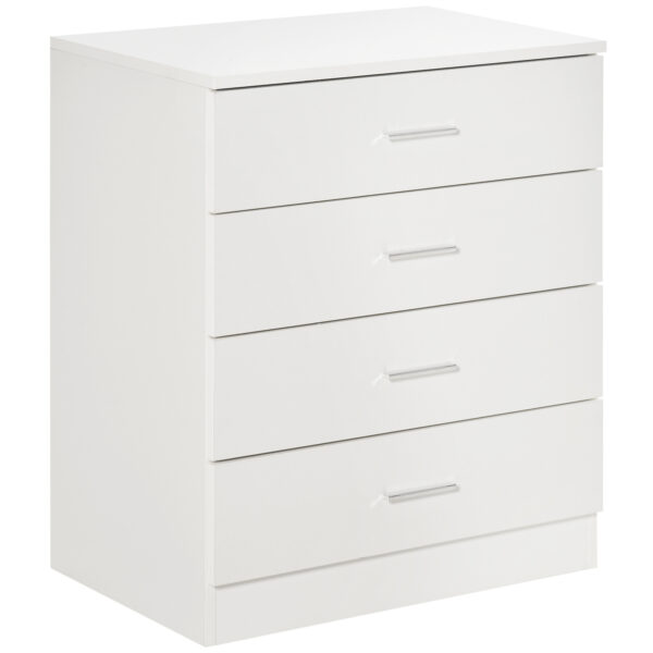 HOMCOM Vertical Storage Cabinet, 4-Drawer Chest with Metal Rails, Anti-Tip, for Playroom, Nursery, Hallway Aosom UK
