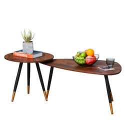 HOMCOM Vintage Nesting Tables, Set of 2, Triangle Side Tables, Decorative Occasional Stand, Tea Table for Living Room, Home Office Aosom UK