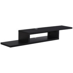 HOMCOM Wall Mounted Media Console, Floating TV Stand Component Shelf, Entertainment Center Unit, Black Aosom UK