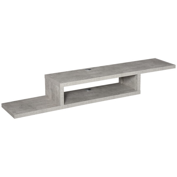 HOMCOM Wall Mounted Media Console, Floating TV Stand Component Shelf, Entertainment Center Unit, Grey Aosom UK