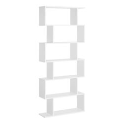 HOMCOM Wooden Wood S Shape Storage Display 6 Shelves Room Divider Unit Chest Bookshelf Bookcase Cupboard Cabinet Office Furniture, White Aosom UK