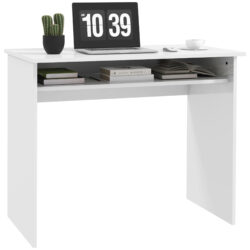 HOMCOM Writing Desk, Computer Table, Small Writing Desk with Storage Shelf, High Gloss, Modern Home Office Desk, White Aosom UK