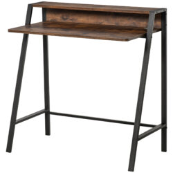 HOMCOM Writing Desk with Storage Shelf and Metal frame, Computer Table, Home Office PC Laptop Workstation, Rustic Brown Aosom UK