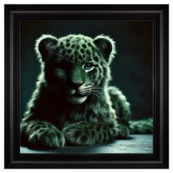 Hankinson Green Leopard Cub Wall Art In Black Frame