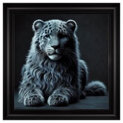 Hankinson Grey Leopard Cub Wall Art In Black Frame