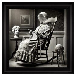 Hankinson Headless Knitting Lady Wall Art In Black Frame