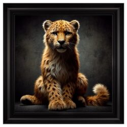 Hankinson Orange Leopard Cub Wall Art In Black Frame
