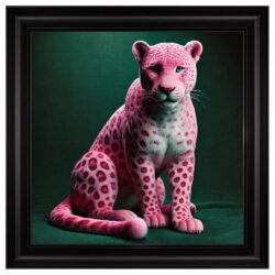 Hankinson Pink Leopard Cub Wall Art In Black Frame