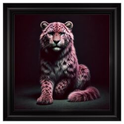 Hankinson Sitting Pink Leopard Cub Wall Art In Black Frame