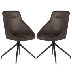 Harini Brown Microfibre Dining Chairs In Pair
