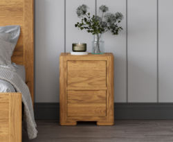 Harper Solid Oak 2 Drawer Bedside Chest
