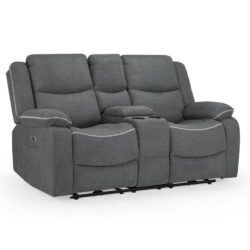Harris Fabric Electric Recliner 2 Seater Sofa In Graphite