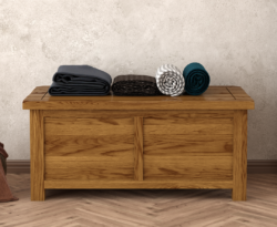 Harrogate Rustic Solid Oak Blanket Box
