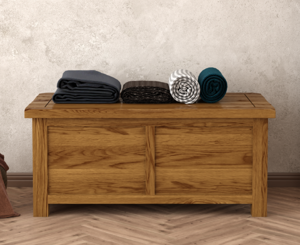 Harrogate Rustic Solid Oak Blanket Box