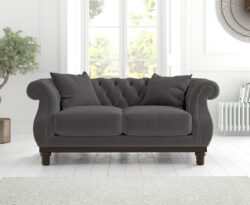 Harrow Chesterfield Dark Grey Velvet 2 Seater Sofa