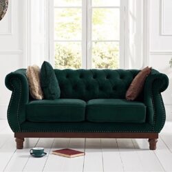 Harrow Chesterfield Green Velvet 2 Seater Sofa