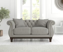 Harrow Chesterfield Grey Linen Fabric 2 Seater Sofa