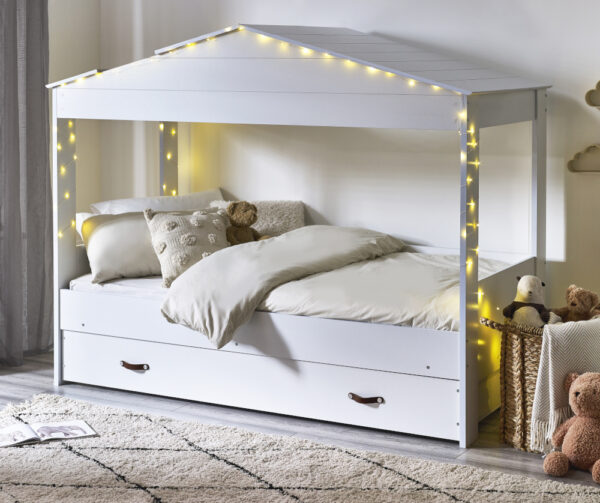 Hazel - Single - House - Themed Kids Bed - White - Wooden - 3ft - Happy Beds