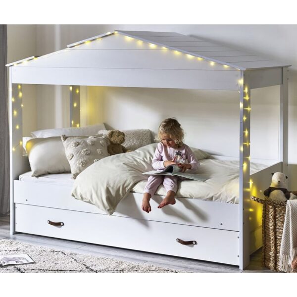 Helix Wooden Children Lower Sleeper Bed With 1 Drawer In White