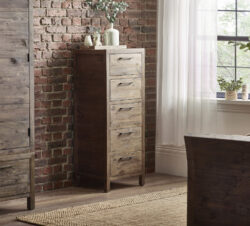 Heritage - Reclaimed Pine 5 Drawer Tallboy Chest of Drawers - Pine - Wooden - Happy Beds