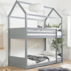 Herrin Wooden Single Bunk Bed In Grey