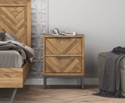 Herringbone Solid Oak 2 Drawer Bedside Table