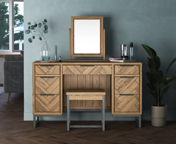 Herringbone Solid Oak Dressing Table Set