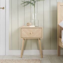 Herringford - 1 Drawer Bedside Table - Oak - Wooden - Happy Beds