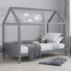 Home - Single - Kids Treehouse Bed - Grey - Wood - 3ft - Happy Beds
