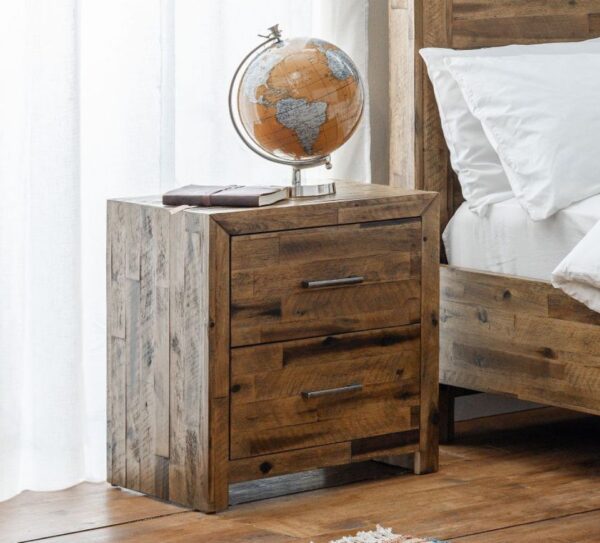 Hoxton - 2 Drawer Bedside Table - Oak - Wooden - Happy Beds