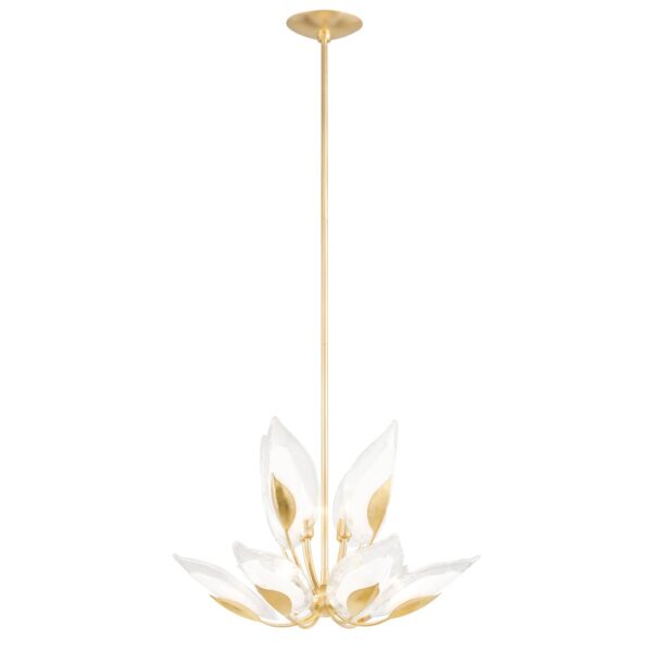 Hudson Valley Lighting Blossom Chandelier in Soft Off White & Gold Leaf / 10 Light