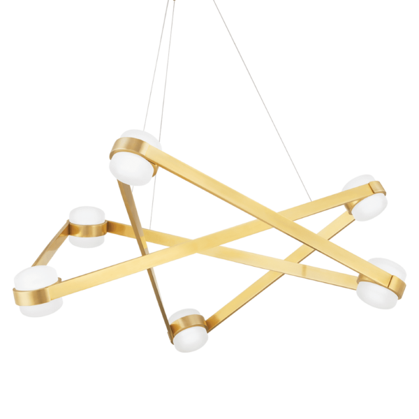 Hudson Valley Lighting Orbit 6 Light Chandelier in Aged Brass
