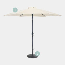 Ivory Cream Steel Parasol 12KG Parasol Base Set