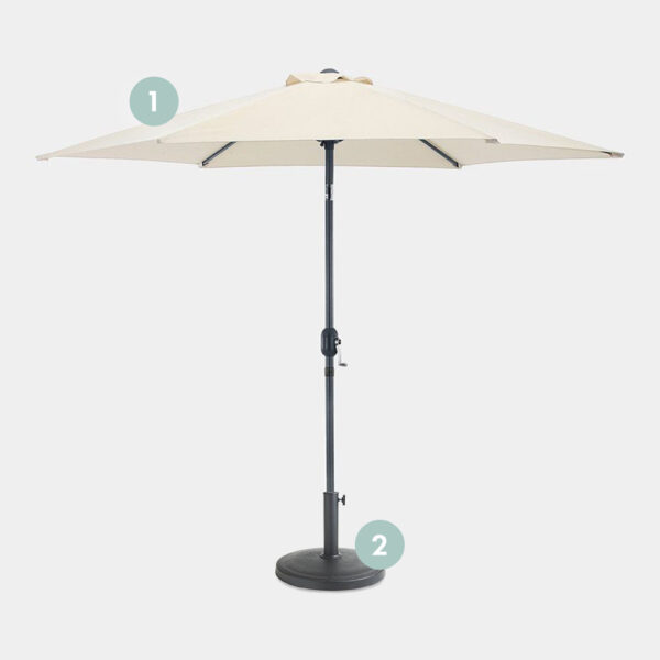Ivory Cream Steel Parasol 12KG Parasol Base Set